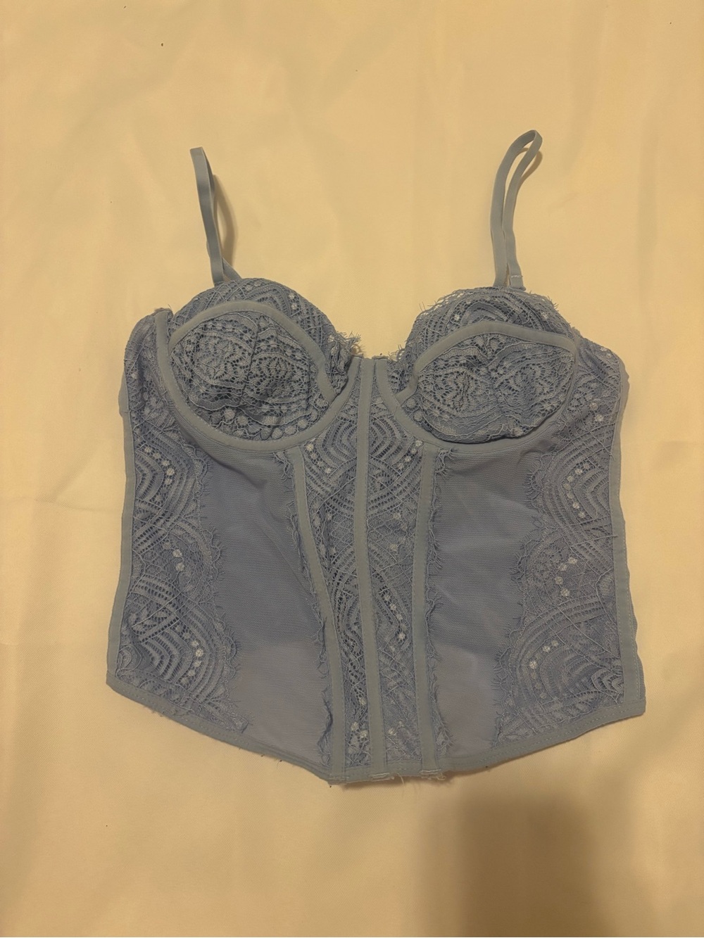 Garage Light Blue Lace Bustier Top